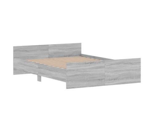 Estructura de cama con cabecero piecero gris Sonoma 140x190 cm