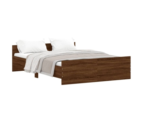 vidaXL Estructura de cama con cabecero piecero roble marrón 140x190 cm