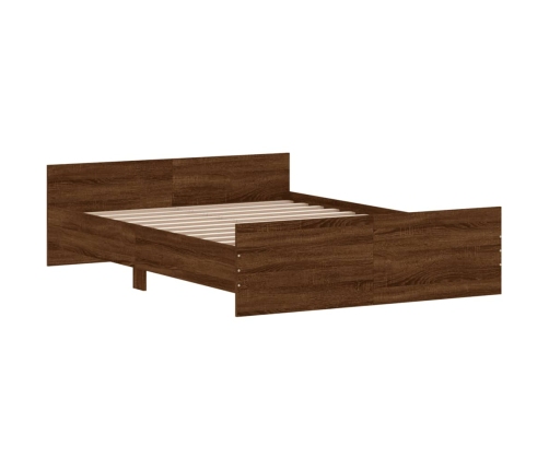 vidaXL Estructura de cama con cabecero piecero roble marrón 140x190 cm