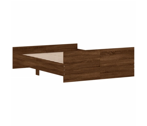 vidaXL Estructura de cama con cabecero piecero roble marrón 140x190 cm