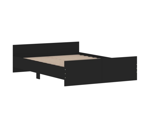 Estructura de cama con cabecero piecero negro 135x190cm