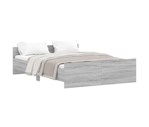 Estructura de cama con cabecero piecero gris Sonoma 135x190 cm