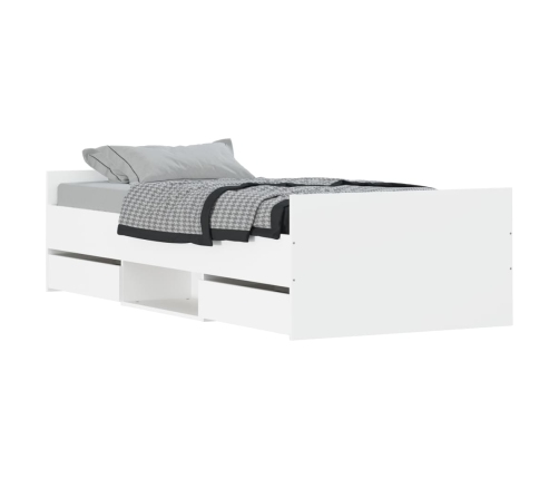 Estructura de cama con cabecero piecero blanca 90x190 cm