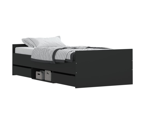 vidaXL Estructura de cama con cabecero piecero negro 90x190 cm