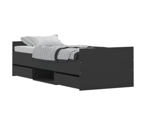 vidaXL Estructura de cama con cabecero piecero negro 75x190 cm