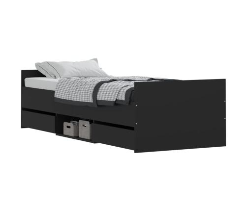 vidaXL Estructura de cama con cabecero piecero negro 75x190 cm