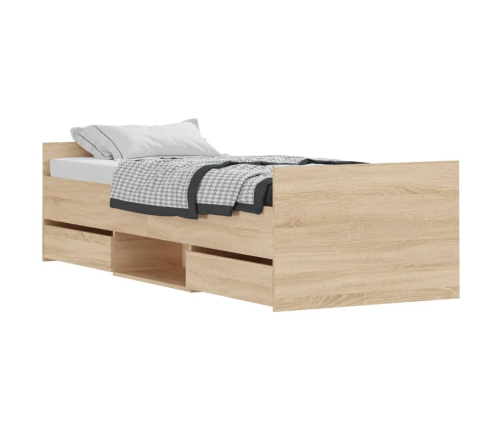 Estructura de cama con cabecero piecero roble Sonoma 75x190 cm