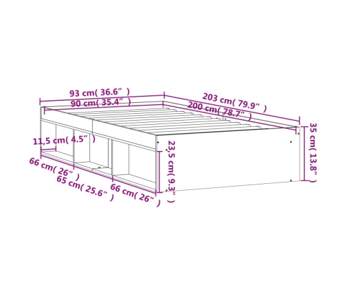 vidaXL Estructura de cama blanca 90x200 cm