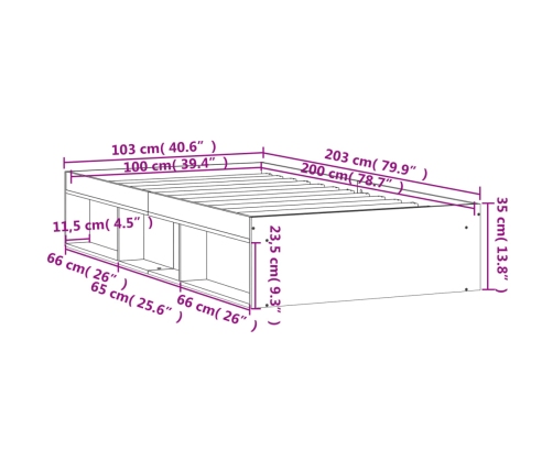 Estructura de cama blanca 100x200 cm