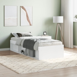 Estructura de cama individual sin colchón blanco 75x190 cm