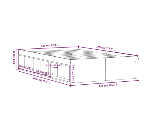 Estructura de cama blanca 120x200 cm