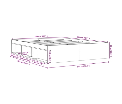 Estructura de cama blanca 140x200 cm