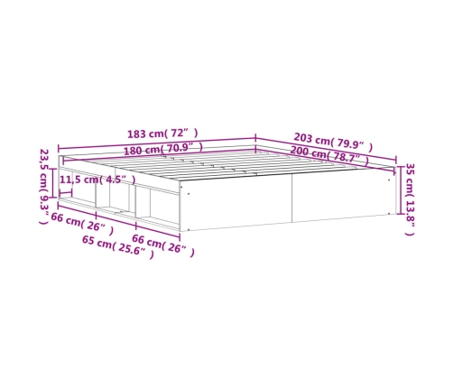 Estructura de cama roble Sonoma 180x200 cm