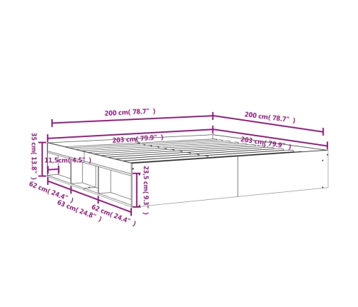 Estructura de cama blanca 200x200 cm