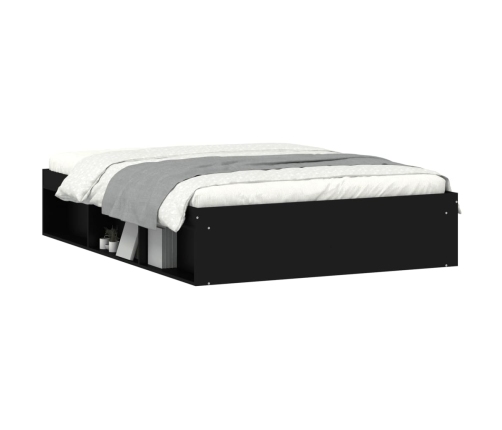 vidaXL Estructura de cama de matrimonio negra 135x190 cm