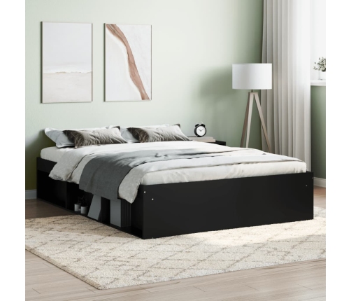 vidaXL Estructura de cama de matrimonio negra 135x190 cm