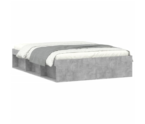 Estructura de cama de matrimonio gris cemento 135x190 cm