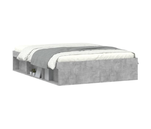 Estructura de cama de matrimonio gris cemento 135x190 cm