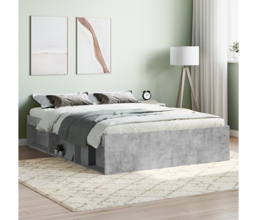 Estructura de cama de matrimonio gris cemento 135x190 cm