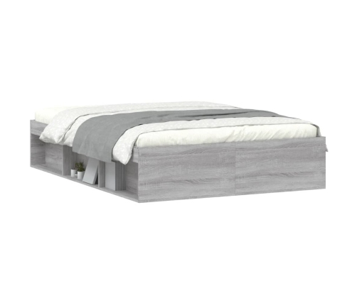 Estructura de cama de matrimonio Sonoma gris 135x190 cm