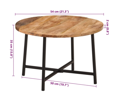 vidaXL Mesa de centro hierro y madera maciza de mango 54x54x35 cm