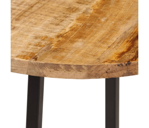 Mesa de centro hierro y madera maciza de mango 35x35x45 cm