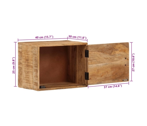 Mesita de noche de pared madera maciza de acacia 40x30x25 cm