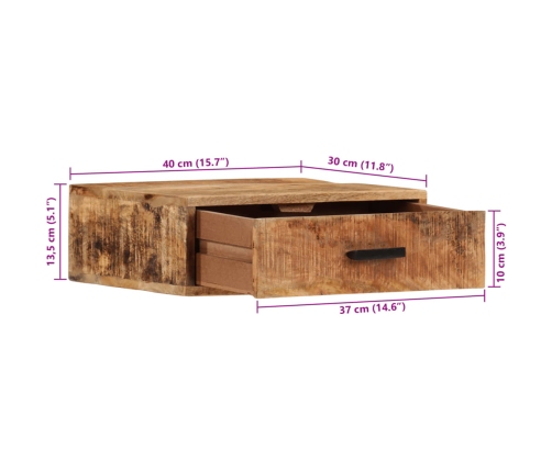 Mesita de noche de pared madera maciza de acacia 40x30x13,5 cm