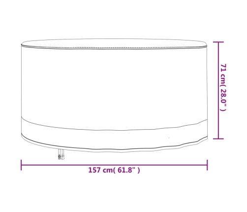 Cubierta muebles jardín redonda Oxford 600D beige Ø 157x71 cm
