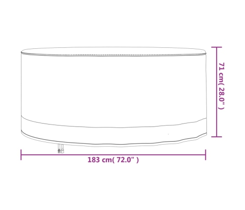 Cubierta muebles jardín redonda Oxford 600D beige Ø 183x71 cm