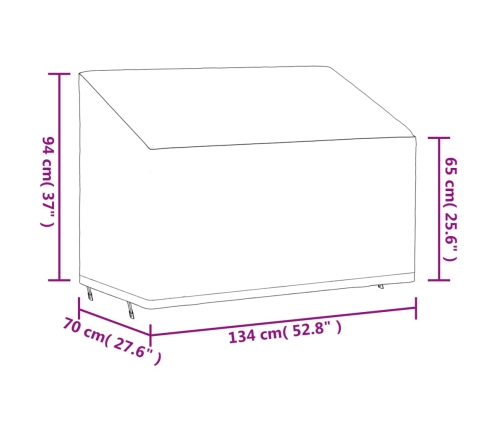 Cubierta de banco de 2 plazas Oxford 420D negro 134x70x65/94 cm