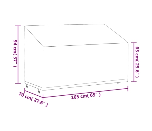 Cubierta de banco de 3 plazas Oxford 420D negro 165x70x65/94 cm