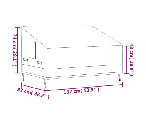 Cubierta de banco de 2 plazas Oxford 600D beige 137x97x48/74 cm