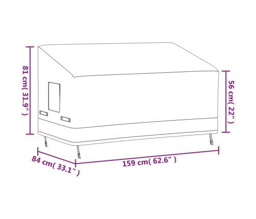 Cubierta de banco de 3 plazas Oxford 600D beige 159x84x56/81 cm