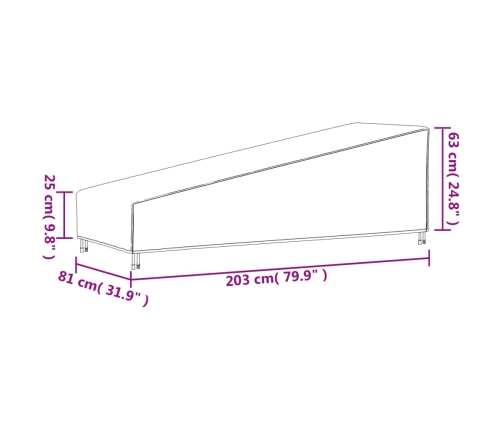 Cubierta para tumbona Oxford 420D negro 203x81x25/63 cm