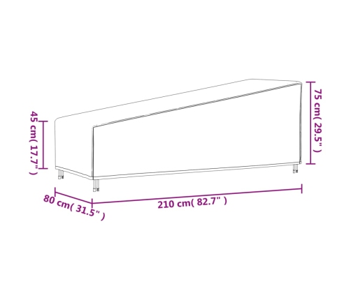 Cubierta para tumbona Oxford 420D negro 210x80x45/75 cm