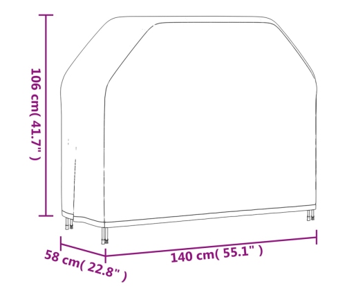 Cubierta para barbacoa Oxford 420D negro 140x58x106 cm