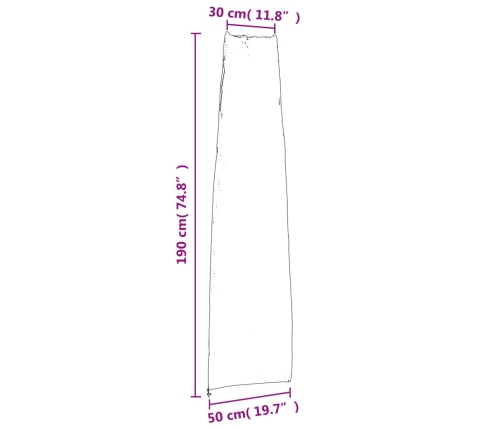 Cubierta para sombrilla de jardín Oxford 420D negro 190x50/30cm