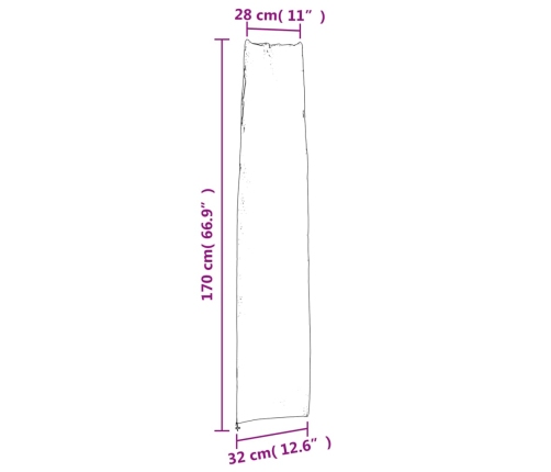 Cubierta para sombrilla jardín Oxford 420D negro 170x28/32 cm