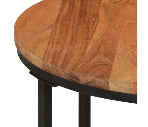 Mesa de centro de madera maciza de acacia y hierro 45x45x35 cm