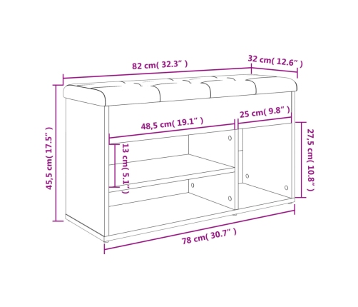 Banco zapatero madera de ingeniería blanco 82x32x45,5 cm