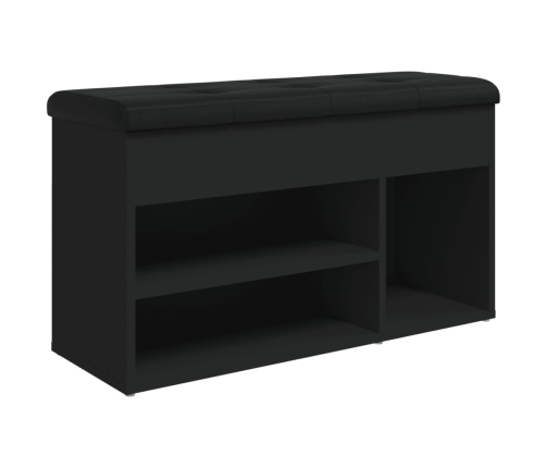 Banco zapatero madera de ingeniería negro 82x32x45,5 cm