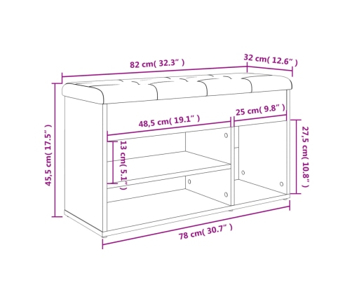 Banco zapatero madera de ingeniería negro 82x32x45,5 cm