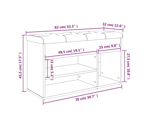 Banco zapatero madera de ingeniería gris hormigón 82x32x45,5 cm