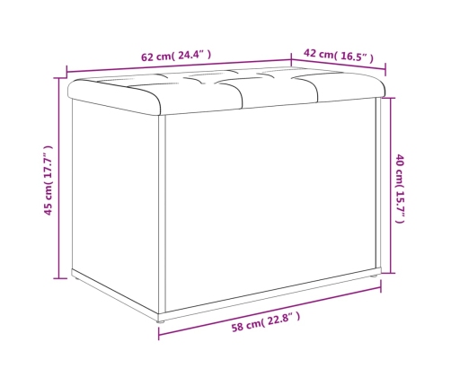 Banco con almacenaje madera ingeniería roble Sonoma 62x42x45 cm