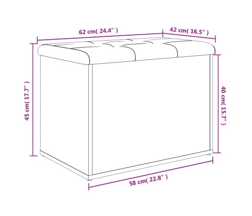Banco con almacenaje madera ingeniería roble marrón 62x42x45 cm