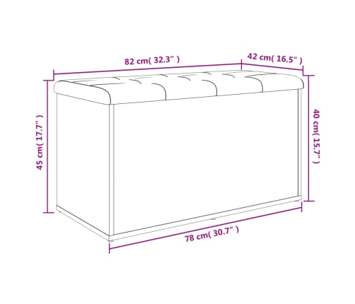 Banco con almacenaje madera de ingeniería negro 82x42x45 cm