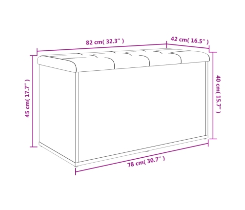 Banco con almacenaje madera ingeniería roble Sonoma 82x42x45 cm