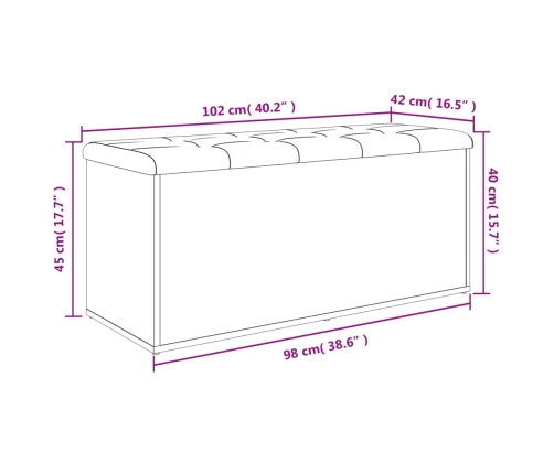 Banco con almacenaje madera de ingeniería negro 102x42x45 cm