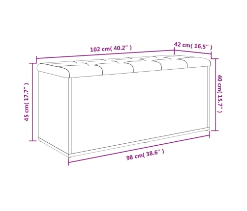 Banco con almacenaje madera ingeniería roble Sonoma 102x42x45cm